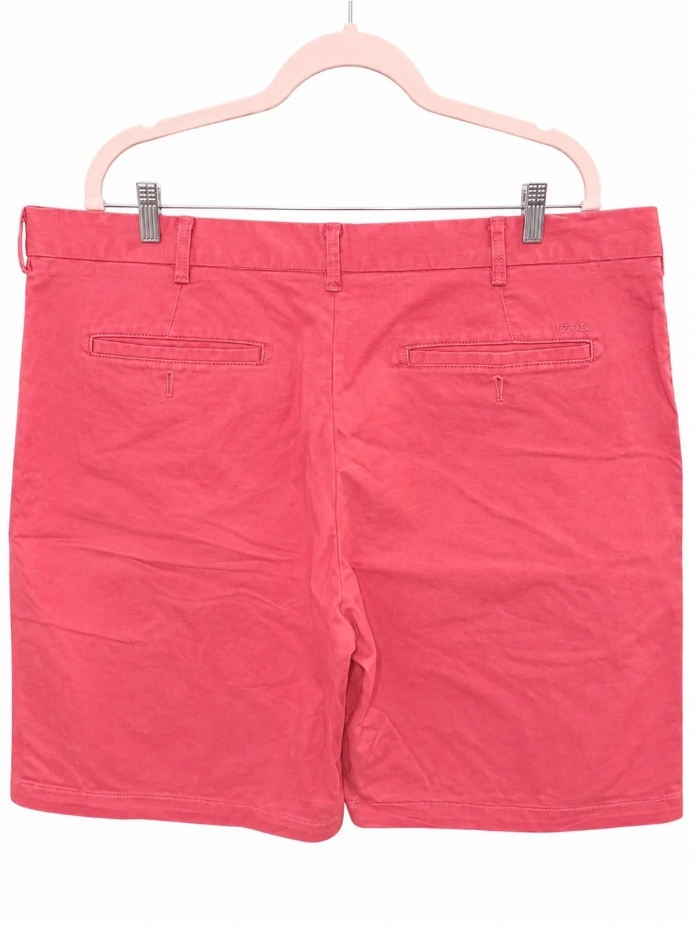 Izod Men's Coral Pink Flat Front Chino Shorts